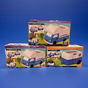 Vintage Style Ceramic Vehicle Planters RV Camper For Succulents Set of 3 NOS